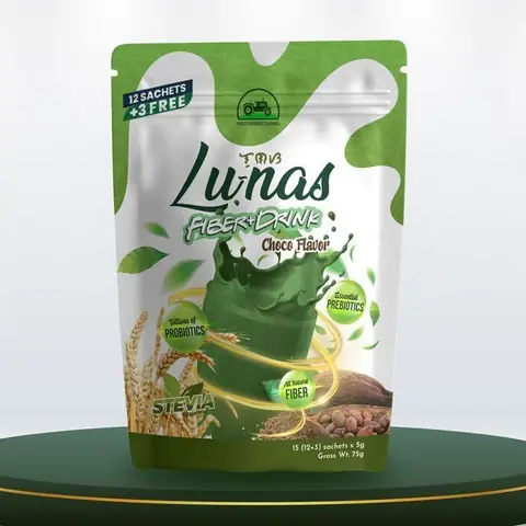 Lunas Fiber+ Drink, chocolate flavor pack