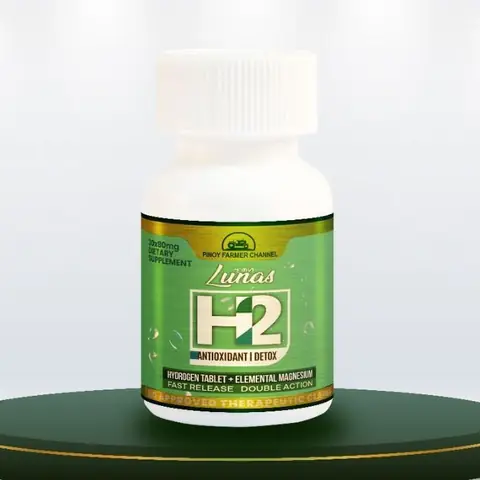 Bottle of Lunas H2 hydrogen tablets with magnesium